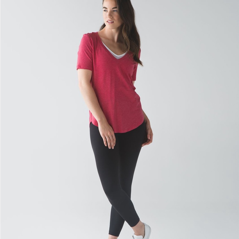 lululemon athletica Pink Short Sleeve V-Neck Tee